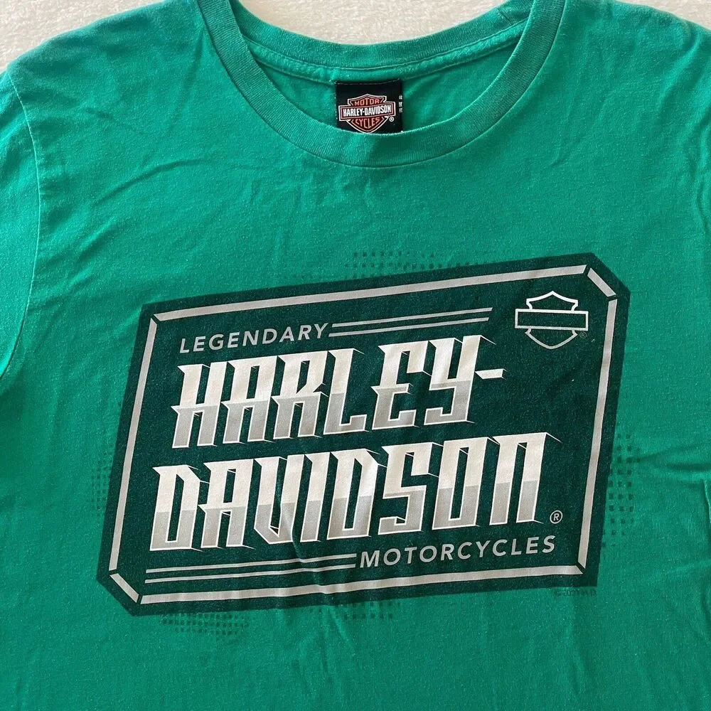 Harley Davidson Texas Green T Shirt Sz‎ M 100% Comb Ring Spun Cotton Made In USA